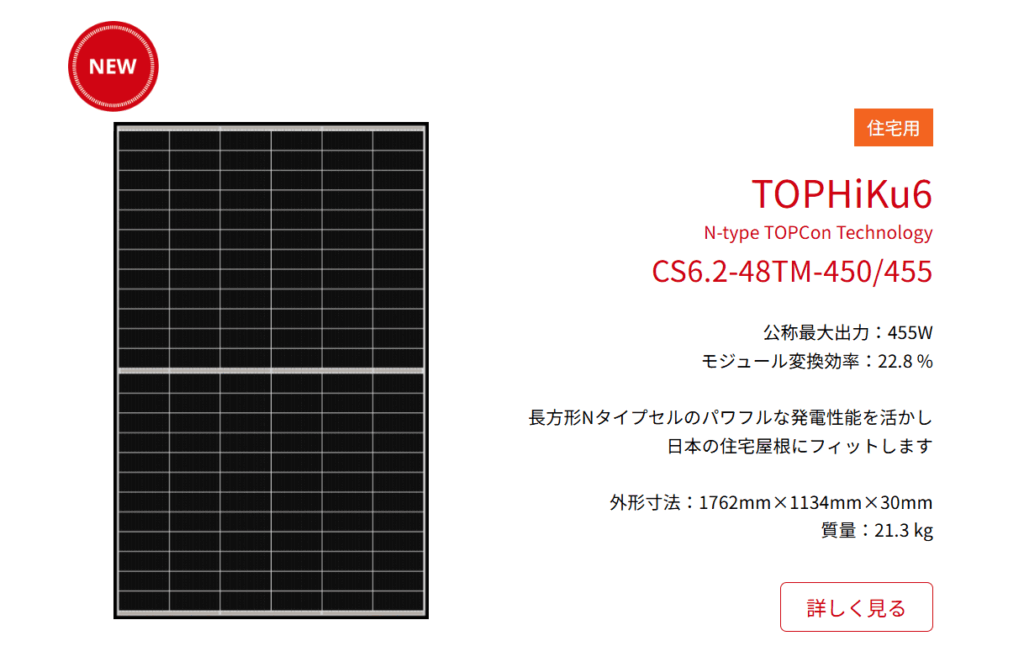 カナディアンソーラーの太陽光パネル