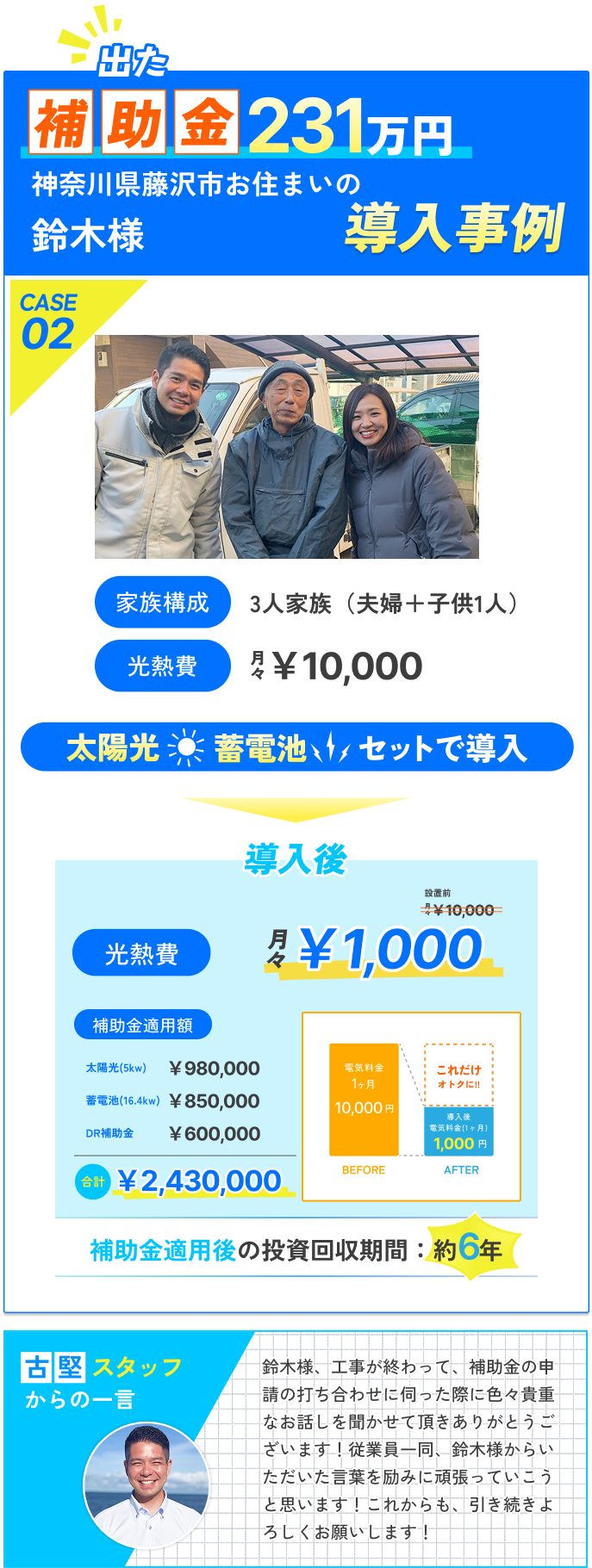 神奈川県お住まいの山田様 導入事例
